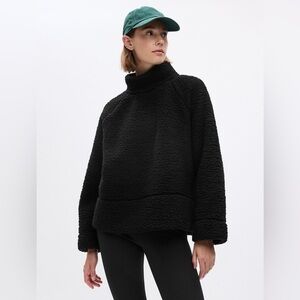 GAP Black Mockneck Pullover Sherpa Sweatshirt - Size: XL Tall - NWT!